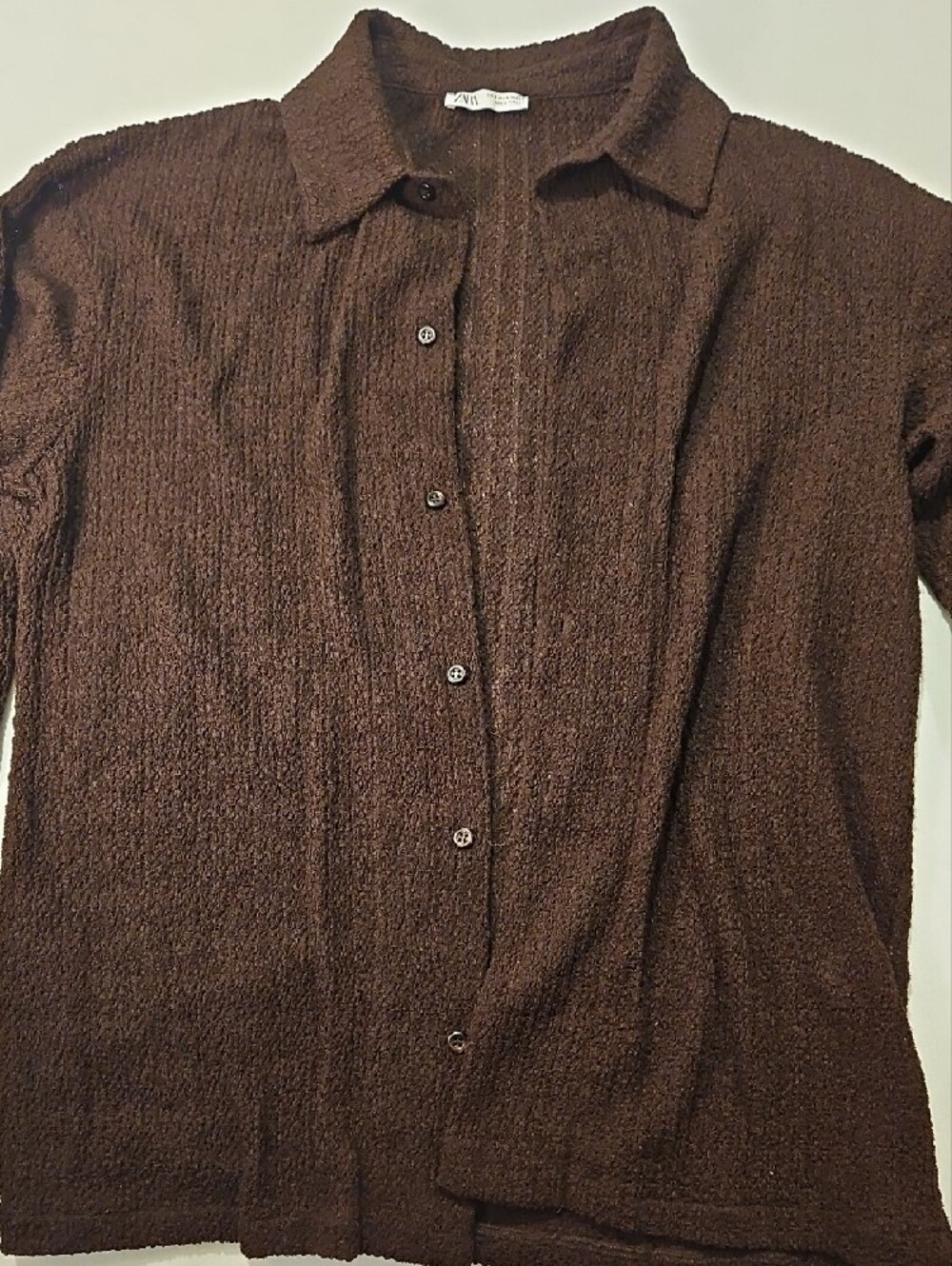 Zara Brown Lightweight Knit Shirt Jacket0029